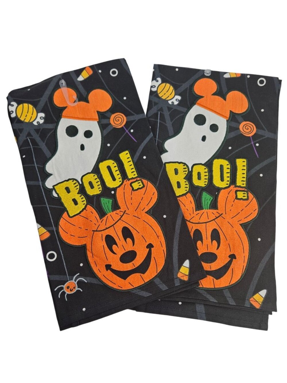 Disney Kitchen Towel SET of 2 Halloween Mickey Mouse Pumpkin Boo Ghost Candy Cor